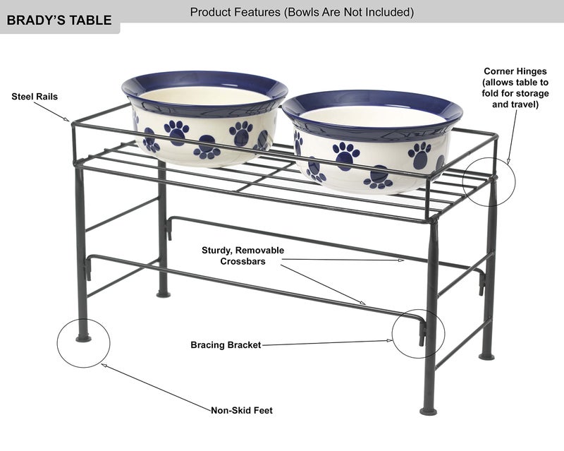 PetRageous 81032 Brady's Set the Table Steel Frame Dog Feeder 10-Inch Tall by 20-Inch Long and 10-Inch Wide, Holds Two 9-Inch Diameter Bowls, for Large Dogs and Extra Large Dogs, Black - Image 2